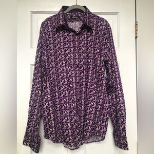 Men’s Verzari Purple and White Swirl Long Sleeve Shirt Size X-Large